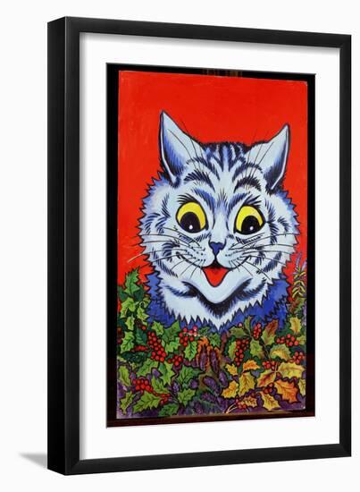 Cat in Holly-Louis Wain-Framed Giclee Print