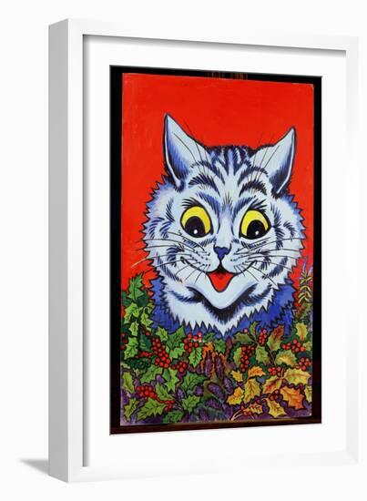 Cat in Holly-Louis Wain-Framed Giclee Print