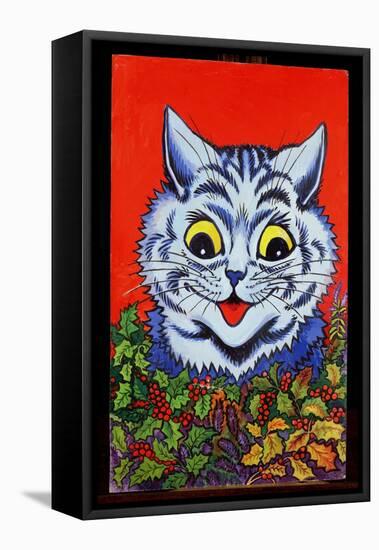 Cat in Holly-Louis Wain-Framed Stretched Canvas
