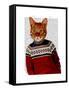 Cat in Ski Sweater-Fab Funky-Framed Stretched Canvas