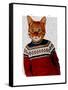 Cat in Ski Sweater-Fab Funky-Framed Stretched Canvas