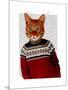 Cat in Ski Sweater-Fab Funky-Mounted Art Print