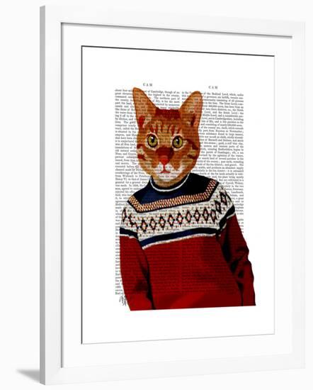 Cat in Ski Sweater-Fab Funky-Framed Art Print