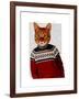 Cat in Ski Sweater-Fab Funky-Framed Art Print