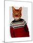 Cat in Ski Sweater-Fab Funky-Mounted Art Print