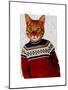 Cat in Ski Sweater-Fab Funky-Mounted Art Print