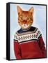 Cat in Ski Sweater-Fab Funky-Framed Stretched Canvas