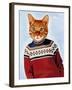 Cat in Ski Sweater-Fab Funky-Framed Art Print