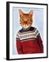 Cat in Ski Sweater-Fab Funky-Framed Art Print