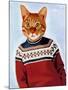 Cat in Ski Sweater-Fab Funky-Mounted Art Print