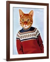 Cat in Ski Sweater-Fab Funky-Framed Art Print