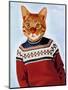 Cat in Ski Sweater-Fab Funky-Mounted Art Print