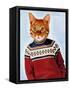 Cat in Ski Sweater-Fab Funky-Framed Stretched Canvas