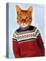 Cat in Ski Sweater-Fab Funky-Stretched Canvas