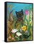 Cat in the Garden-Robin Maria-Framed Stretched Canvas