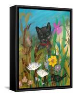 Cat in the Garden-Robin Maria-Framed Stretched Canvas