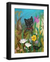 Cat in the Garden-Robin Maria-Framed Art Print