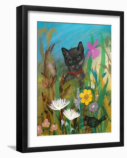 Cat in the Garden-Robin Maria-Framed Art Print