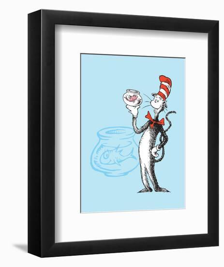 Cat in the Hat Blue Collection I - The Cat in the Hat with Fish (blue)-Theodor (Dr. Seuss) Geisel-Framed Art Print