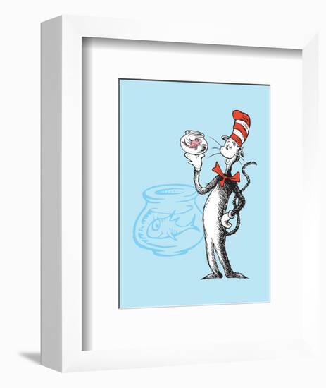 Cat in the Hat Blue Collection I - The Cat in the Hat with Fish (blue)-Theodor (Dr. Seuss) Geisel-Framed Art Print