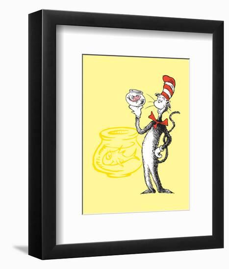 Cat in the Hat Yellow Collection I - The Cat in the Hat with Fish (yellow)-Theodor (Dr. Seuss) Geisel-Framed Art Print