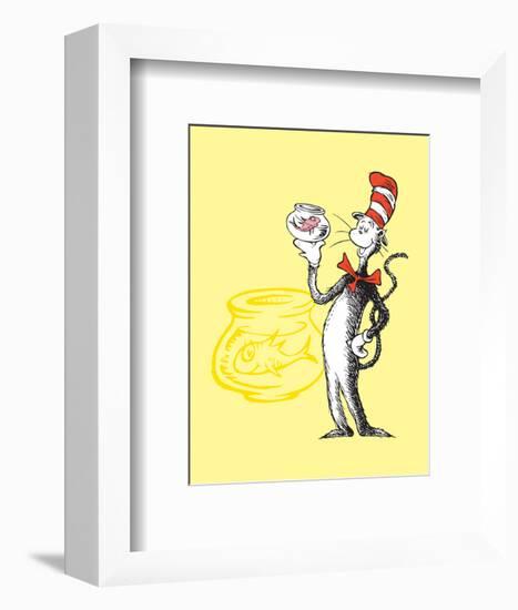 Cat in the Hat Yellow Collection I - The Cat in the Hat with Fish (yellow)-Theodor (Dr. Seuss) Geisel-Framed Art Print