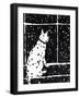 Cat in Window Durning Snow Storm, C.2019 (Ink on Paper)-Janel Bragg-Framed Giclee Print