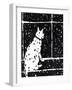 Cat in Window Durning Snow Storm, C.2019 (Ink on Paper)-Janel Bragg-Framed Giclee Print