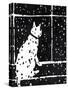 Cat in Window Durning Snow Storm, C.2019 (Ink on Paper)-Janel Bragg-Stretched Canvas