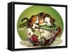Cat N Cup Calico Sleeping-Atelier Sommerland-Framed Stretched Canvas