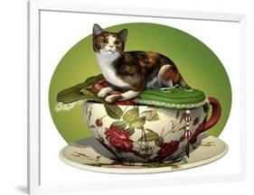 Cat N Cup Calico-Atelier Sommerland-Framed Art Print