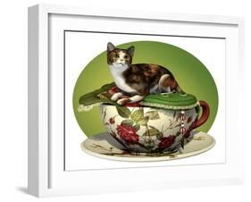 Cat N Cup Calico-Atelier Sommerland-Framed Art Print