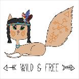 Indian Native American Cat, Sketch Doodle Drawing, Poster, Postcard and T-Shirt Print, Vector Illus-Cat Naya-Art Print