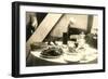 Cat Observing Dinner Table-null-Framed Art Print