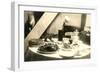 Cat Observing Dinner Table-null-Framed Art Print