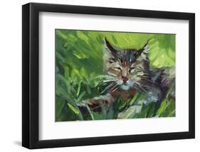 Cat Oil Painting.-Anna Pismenskova-Framed Premium Photographic Print