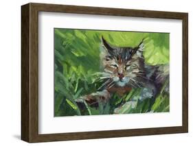 Cat Oil Painting.-Anna Pismenskova-Framed Photographic Print