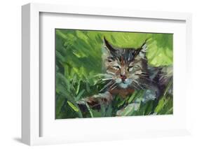 Cat Oil Painting.-Anna Pismenskova-Framed Photographic Print