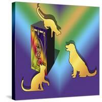 Cat On A Box-Art Deco Designs-Stretched Canvas