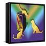 Cat On A Box-Art Deco Designs-Framed Stretched Canvas