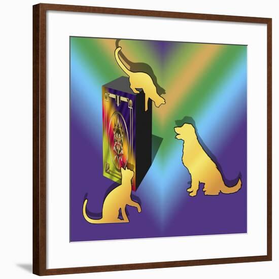 Cat On A Box-Art Deco Designs-Framed Giclee Print