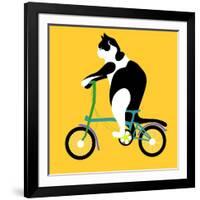 Cat On A Brompton Bike-Claire Huntley-Framed Giclee Print