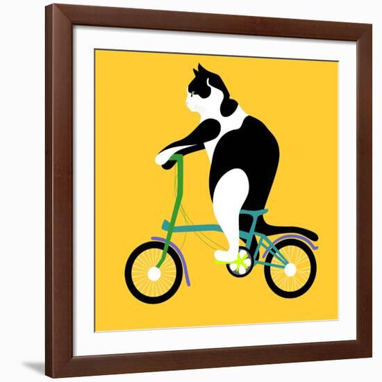 Cat On A Brompton Bike-Claire Huntley-Framed Giclee Print