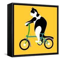 Cat On A Brompton Bike-Claire Huntley-Framed Stretched Canvas