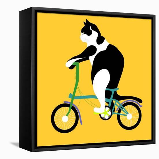 Cat On A Brompton Bike-Claire Huntley-Framed Stretched Canvas