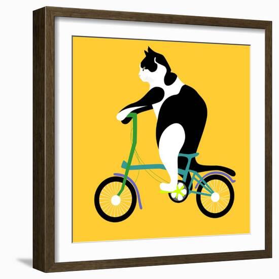 Cat On A Brompton Bike-Claire Huntley-Framed Giclee Print