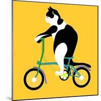 Cat On A Brompton Bike-Claire Huntley-Mounted Giclee Print