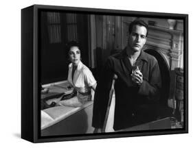 CAT ON A HOT TIN ROOF, 1958 directed by RICHARD BROOKS Elizabeth Taylor / Paul Newman (b/w photo)-null-Framed Stretched Canvas