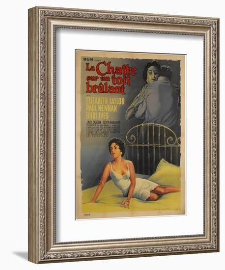 Cat on a Hot Tin Roof, French Movie Poster, 1958-null-Framed Art Print