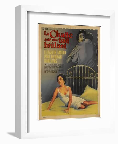 Cat on a Hot Tin Roof, French Movie Poster, 1958-null-Framed Art Print